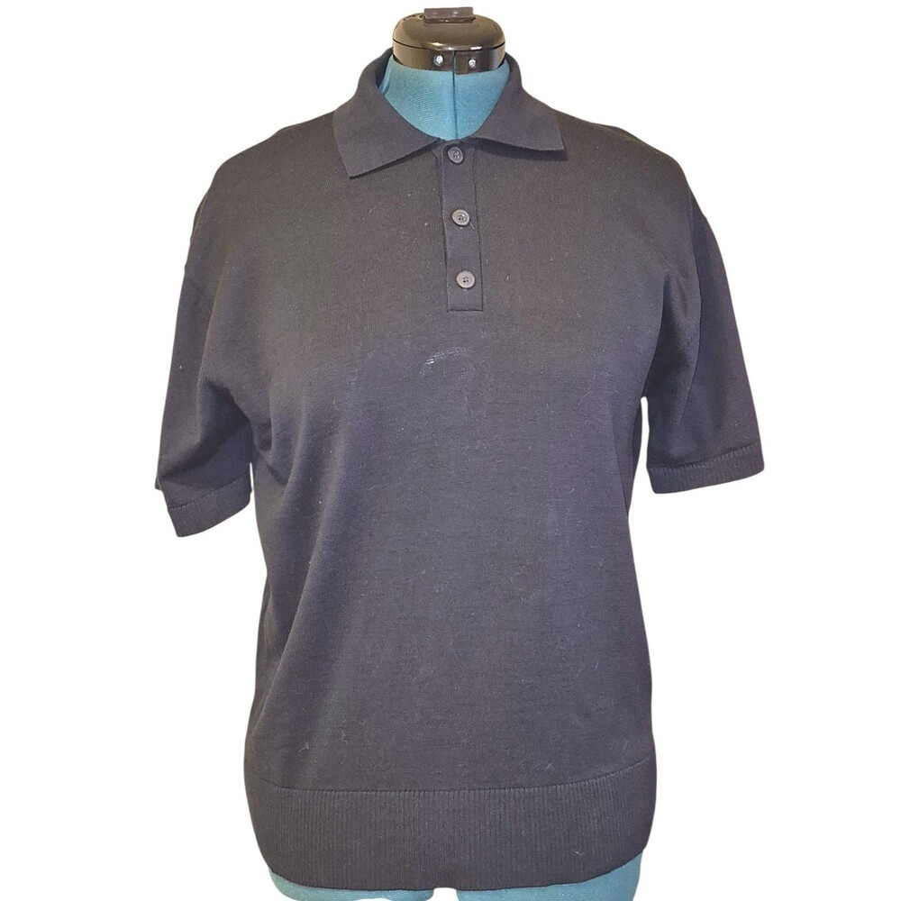 Massimo Dutti Polo Shirt Mens Medium Blue Short Sleeve Extrafine Cotton Casual
